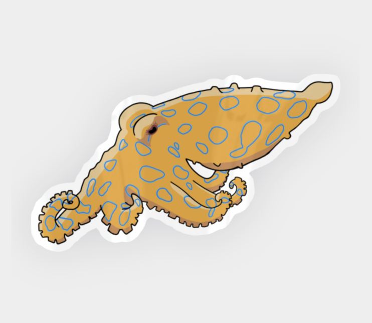 Photo of sticker cutout of blue ringed octopus